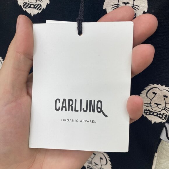 Carlijnq Lions Head Black Organic Cotton Bodysuit Infant Baby size 3-6 Month NEW - Picture 4 of 10